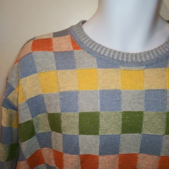 Vintage Norm Thompson 3D Textured Made In Italy Pastel Block Coogi Style Sweater - Picture 2 of 7